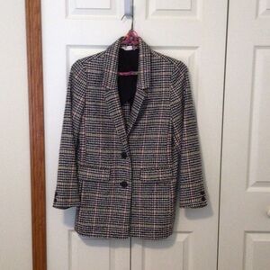 Old Navy Women's Black and White Plaid Blazer